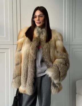 Полушубок из лисы - рукава косички
