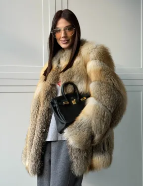 Полушубок из лисы - рукава косички