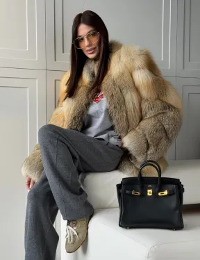 Полушубок из лисы - рукава косички
