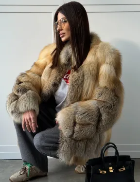 Полушубок из лисы - рукава косички