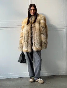 Полушубок из лисы - рукава косички