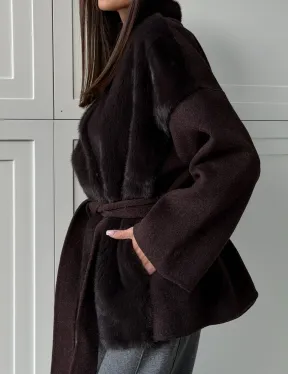 Женское полупальто с мехом норки