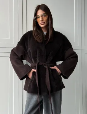 Женское полупальто с мехом норки