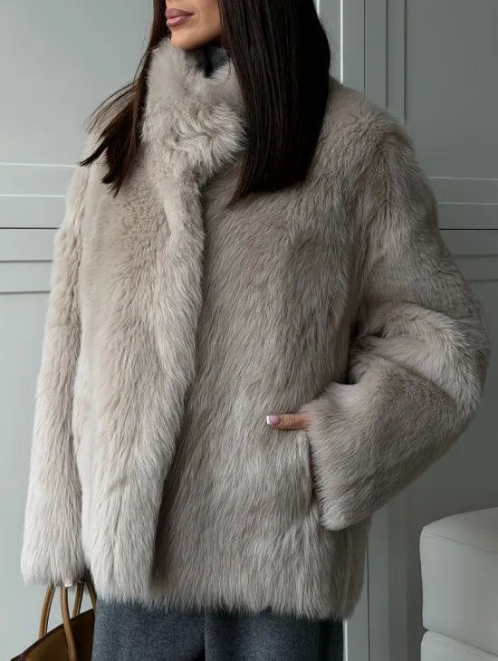 Бежевая дубленка из тосканы