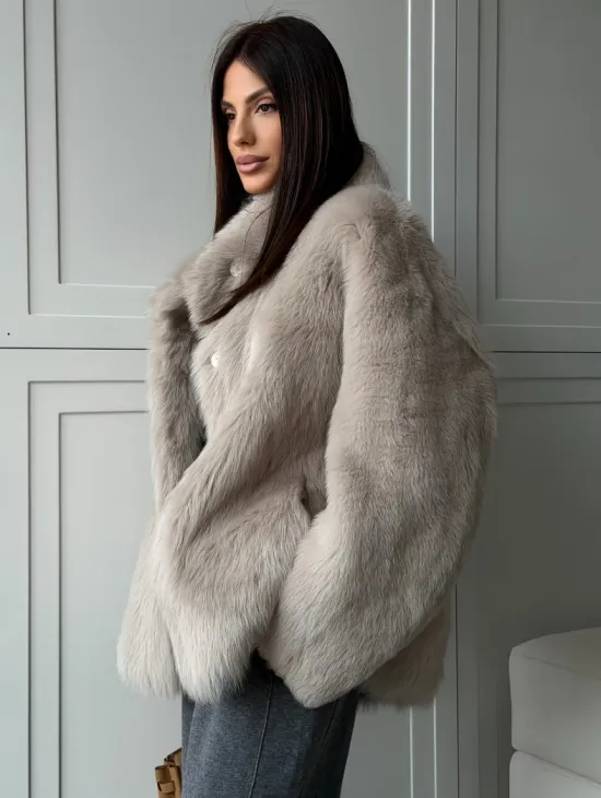 Бежевая дубленка из тосканы