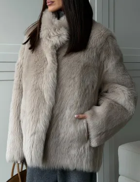 Бежевая дубленка из тосканы