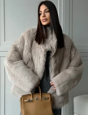 Бежевая дубленка из тосканы