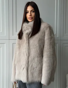 Бежевая дубленка из тосканы