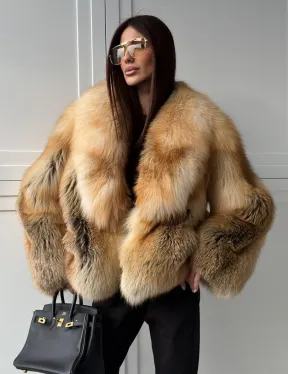 Короткая шубка из лисы Premium Golden Fox