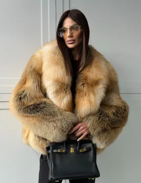 Короткая шубка из лисы Premium Golden Fox