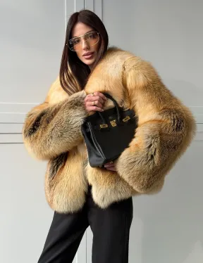 Короткая шубка из лисы Premium Golden Fox
