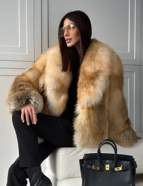 Короткая шубка из лисы Premium Golden Fox