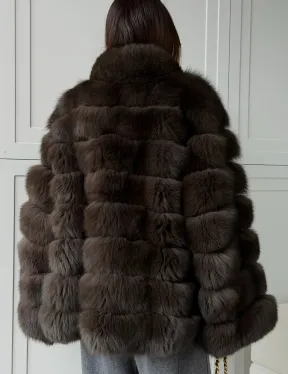 Шуба из натурального песца под соболь