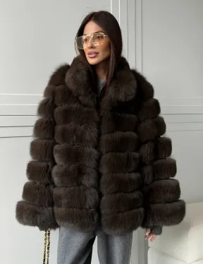 Шуба из натурального песца под соболь