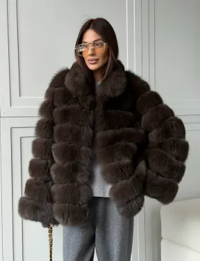 Шуба из натурального песца под соболь