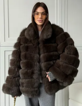 Шуба из натурального песца под соболь