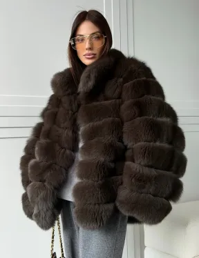 Шуба из натурального песца под соболь
