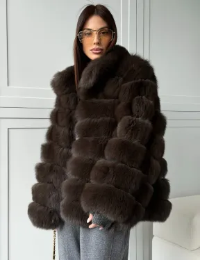 Шуба из натурального песца под соболь