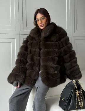 Шуба из натурального песца под соболь