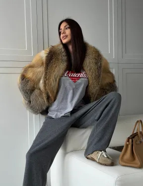 Женская шуба из лисьего меха Golden Edged Fox