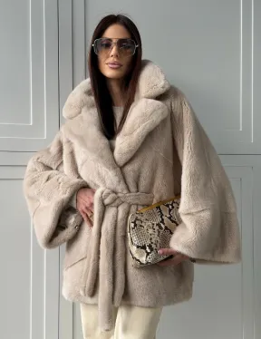 Зимняя норковая шуба фасона «летучая мышь»