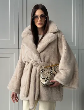 Зимняя норковая шуба фасона «летучая мышь»