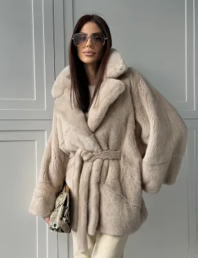 Зимняя норковая шуба фасона «летучая мышь»