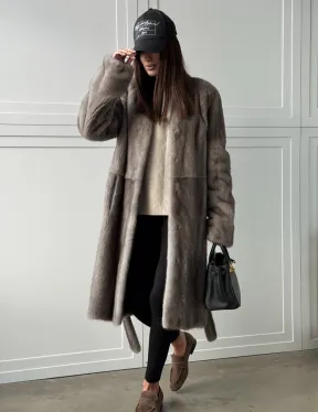 Норковая шуба из скандинавской норки - цвет серый