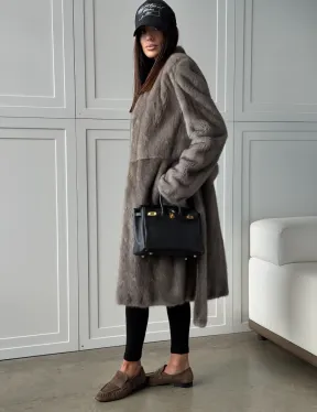 Норковая шуба из скандинавской норки - цвет серый