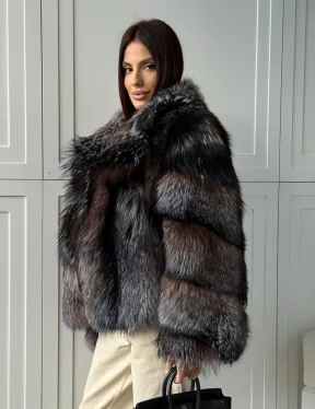 Шуба из меха блюфрост - воротник английский