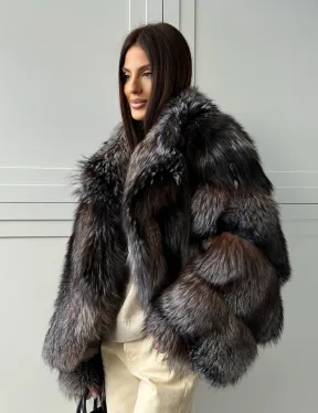 Шуба из меха блюфрост - воротник английский