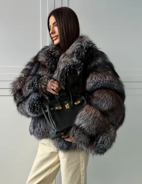 Шуба из меха блюфрост - воротник английский