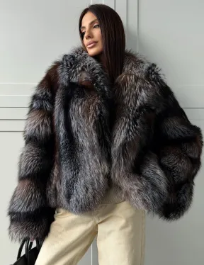 Шуба из меха блюфрост - воротник английский