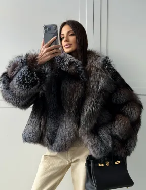 Шуба из меха блюфрост - воротник английский