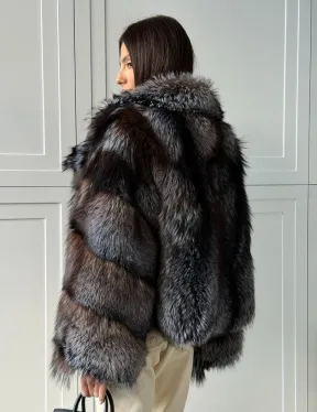 Шуба из меха блюфрост - воротник английский