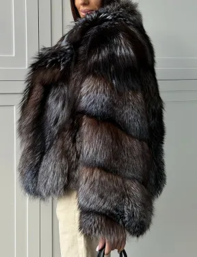 Шуба из меха блюфрост - воротник английский