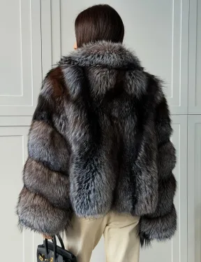 Шуба из меха блюфрост - воротник английский