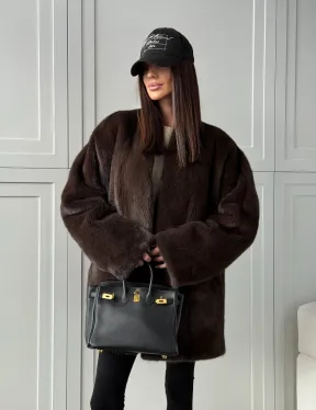 Куртка из норки с V - образным воротом