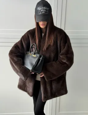 Куртка из норки с V - образным воротом