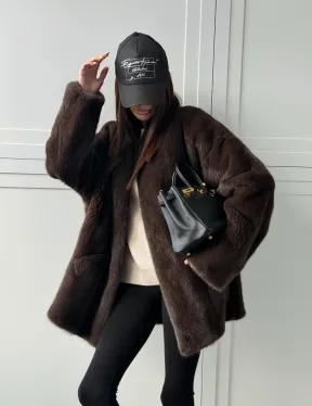 Куртка из норки с V - образным воротом