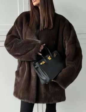 Куртка из норки с V - образным воротом