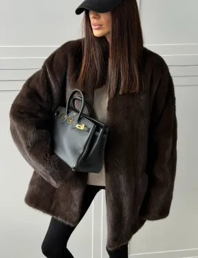 Куртка из норки с V - образным воротом