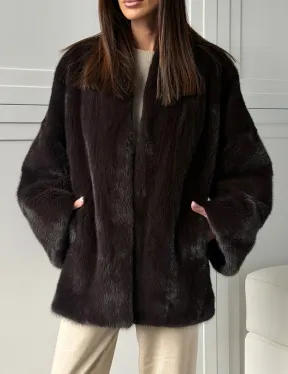 Женский норковый полушубок с V - образным воротником