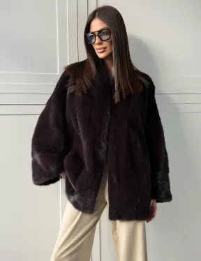 Женский норковый полушубок с V - образным воротником