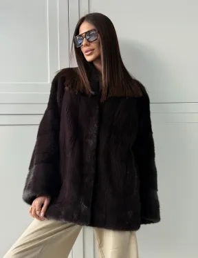Женский норковый полушубок с V - образным воротником