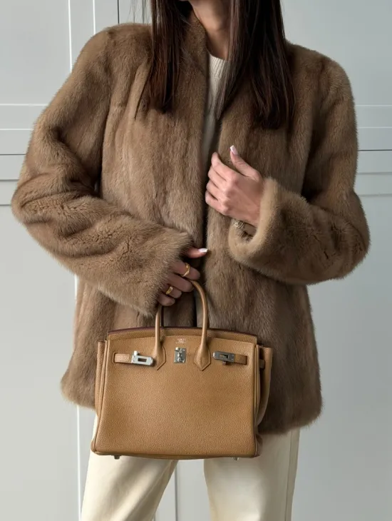 Женский норковый полушубок пастель