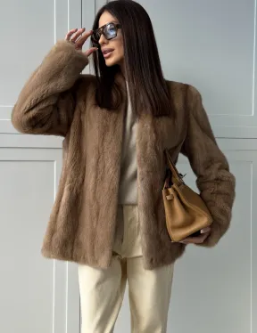 Женский норковый полушубок пастель