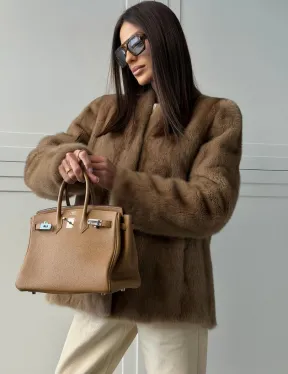 Женский норковый полушубок пастель