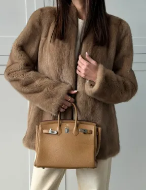 Женский норковый полушубок пастель