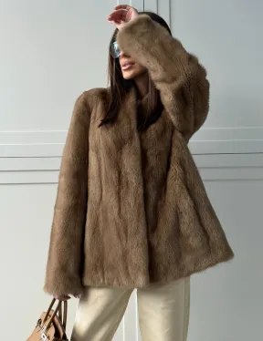 Женский норковый полушубок пастель